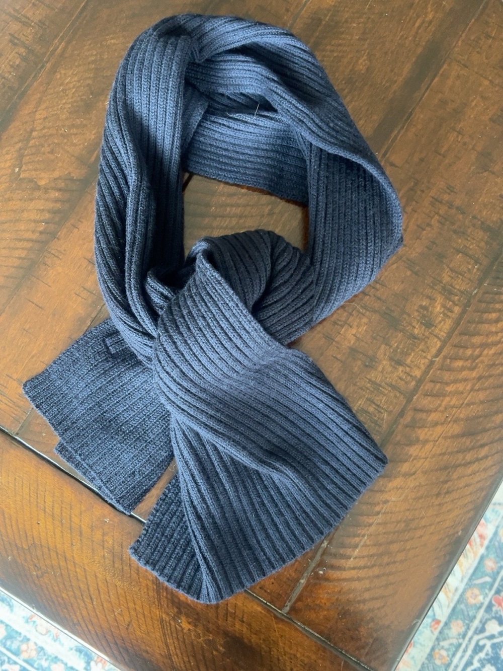 GAP 100% Wool Ribbed Knit Scarf Charcoal Navy 60”